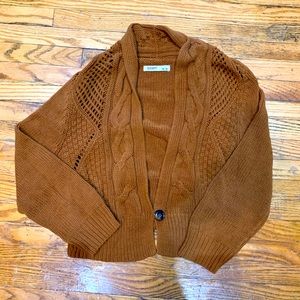 Cropped granny brown sweater cardigan